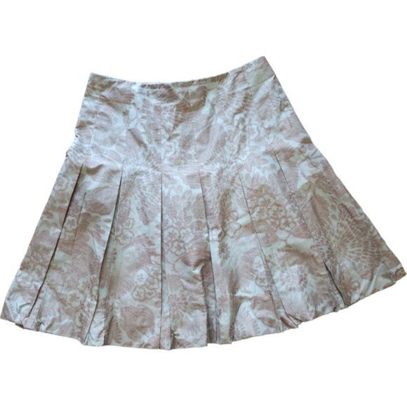 AKRIS green and brown floral pleated skirt - Picture 3 of 10